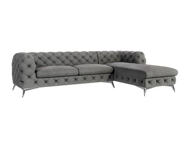 Paul - Chesterfield Ecksofa mit Ottomane mit Silber Metall Füßen von S-Style Möbel