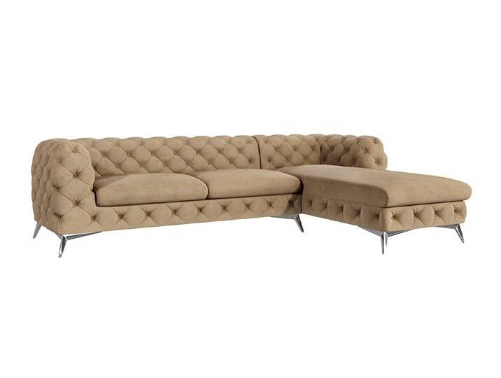 Paul - Chesterfield Ecksofa mit Ottomane mit Silber Metall Füßen Paul - Chesterfield Ecksofa mit Ottomane mit Silber Metall Füßen von S-Style Möbel