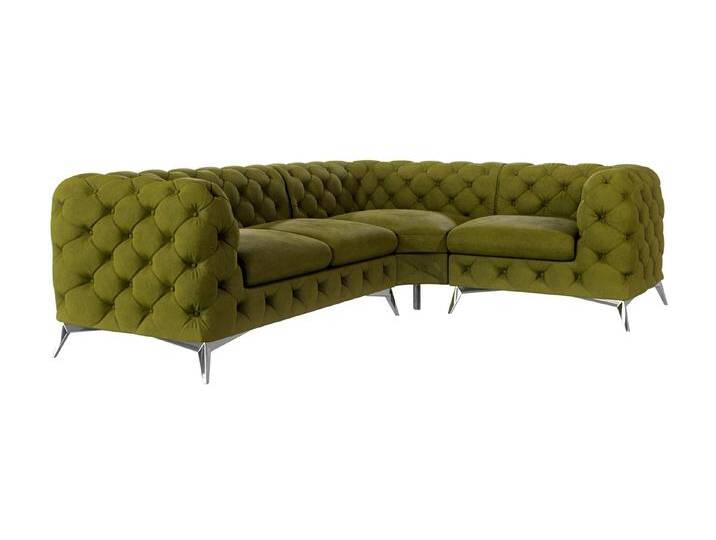 Paul - Chesterfield Ecksofa mit Silber Metall Füßen Paul - Chesterfield Ecksofa mit Silber Metall Füßen von S-Style Möbel