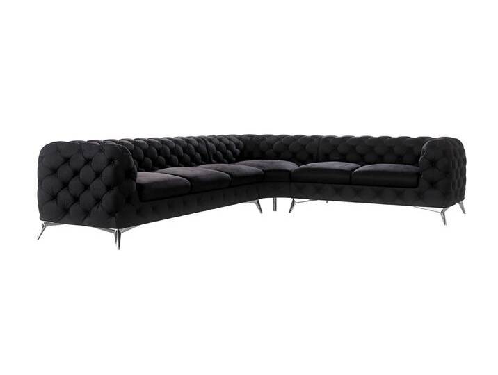 Paul - Chesterfield Ecksofa mit Silber Metall Füßen Paul - Chesterfield Ecksofa mit Silber Metall Füßen von S-Style Möbel