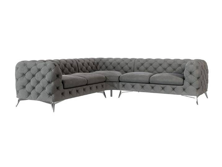Paul - Chesterfield Ecksofa mit Silber Metall Füßen Paul - Chesterfield Ecksofa mit Silber Metall Füßen von S-Style Möbel