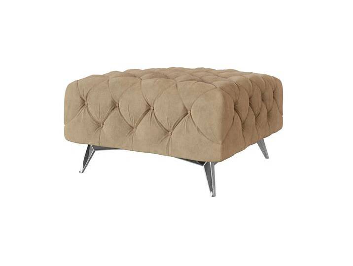 Paul - Chesterfield Polsterhocker mit Silber Metall Füßen von S-Style Möbel