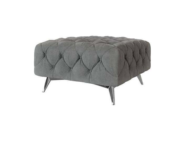 S-Style Möbel Paul - Chesterfield Polsterhocker mit Silber Metall Füßen - Grau von S-Style Möbel