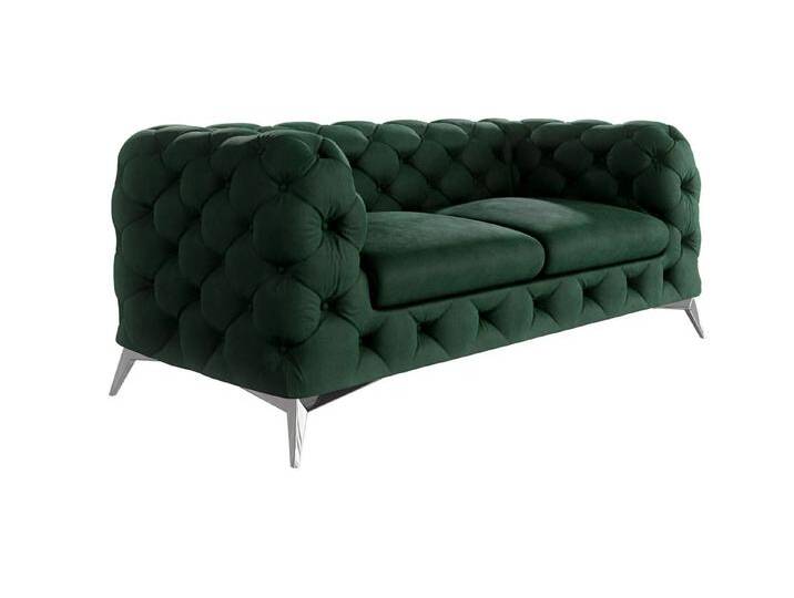 S-Style Möbel Paul - Chesterfield Sofa 2-Sitzer mit Silber Metall Füßen - Flasche Grün S-Style Möbel Paul - Chesterfield Sofa 2-Sitzer mit Silber Metall Füßen - Flasche Grün von S-Style Möbel
