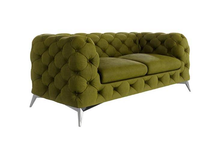 S-Style Möbel Paul - Chesterfield Sofa 2-Sitzer mit Silber Metall Füßen - Olive S-Style Möbel Paul - Chesterfield Sofa 2-Sitzer mit Silber Metall Füßen - Olive von S-Style Möbel