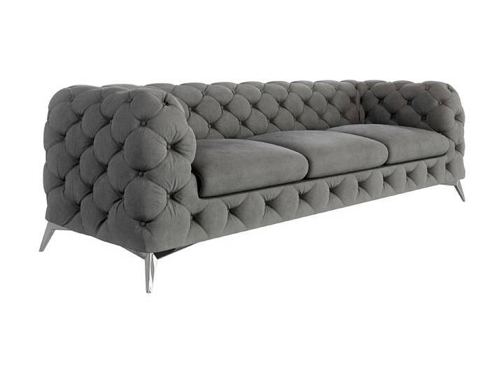 Paul - Chesterfield Sofa 3-Sitzer mit Silber Metall Füßen von S-Style Möbel