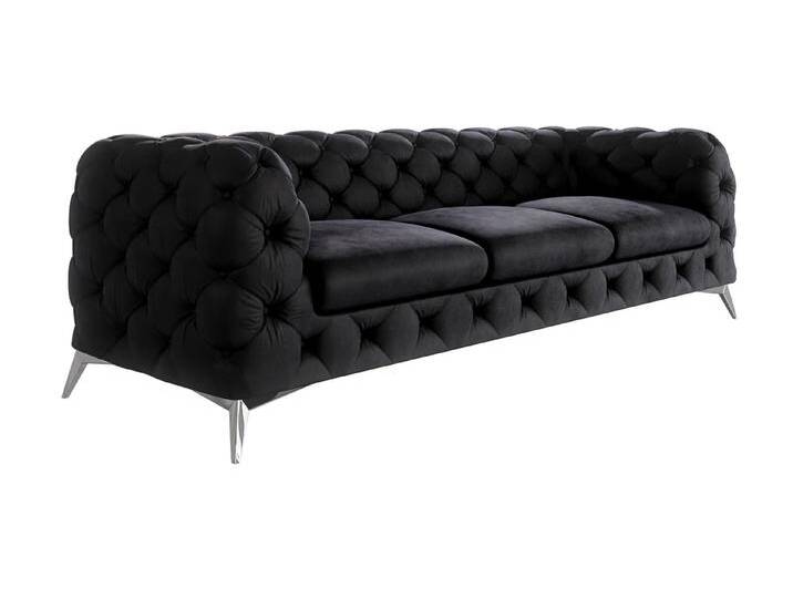 S-Style Möbel Paul - Chesterfield Sofa 3-Sitzer mit Silber Metall Füßen - Schwarz S-Style Möbel Paul - Chesterfield Sofa 3-Sitzer mit Silber Metall Füßen - Schwarz von S-Style Möbel