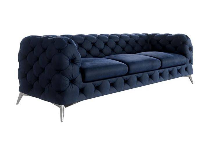 S-Style Möbel Paul - Chesterfield Sofa 3-Sitzer mit Silber Metall Füßen - Marineblau S-Style Möbel Paul - Chesterfield Sofa 3-Sitzer mit Silber Metall Füßen - Marineblau von S-Style Möbel
