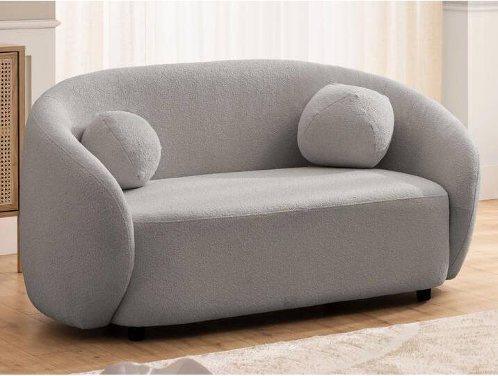 S-Style Möbel Roundi - Bouclé 2-Sitzer Sofa Luxus & Moderne Kollektion Geschwungenes Loveseat-Design - Grau von S-Style Möbel