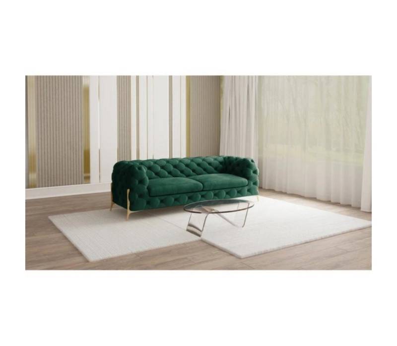 S-Style Möbel Chesterfield-Sofa Ashley Chesterfield Sofa mit Goldenen Metall Füßen, mit Wellenfederung von S-Style Möbel