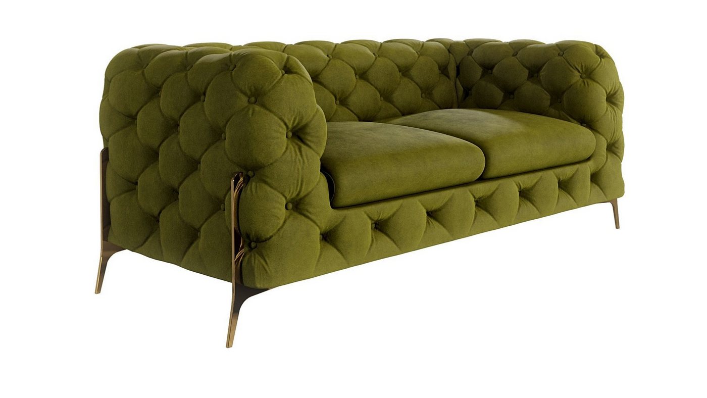 S-Style Möbel 2-Sitzer Ashley Chesterfield Sofa mit Goldene Metall Füßen, mit Wellenfederung von S-Style Möbel