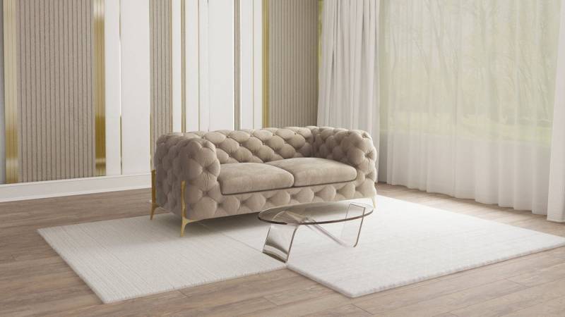 S-Style Möbel Chesterfield-Sofa 2 -Sitzer Ashley mit Goldenen Metall Füßen, mit Wellenfederung S-Style Möbel Chesterfield-Sofa 2 -Sitzer Ashley mit Goldenen Metall Füßen, mit Wellenfederung von S-Style Möbel