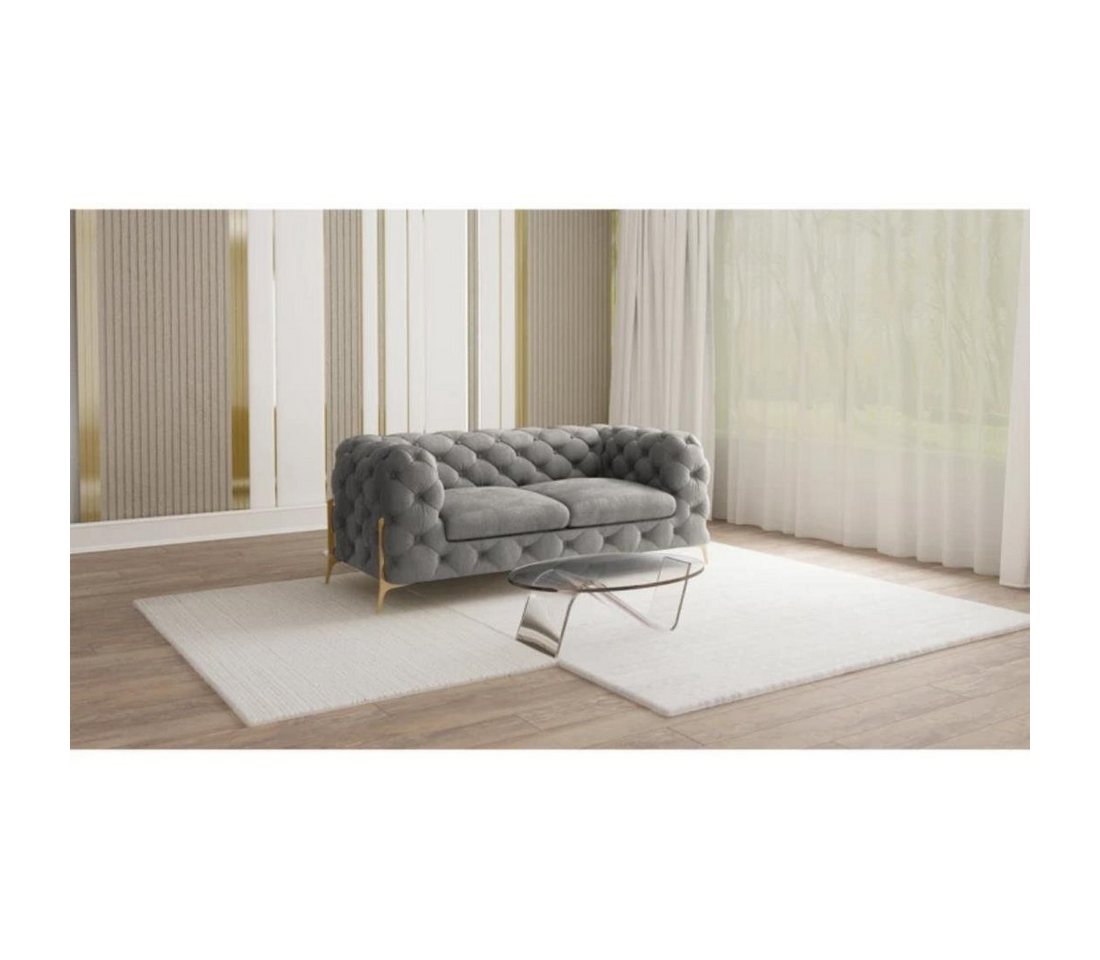 S-Style Möbel 2-Sitzer Ashley Chesterfield Sofa mit Goldene Metall Füßen, mit Wellenfederung von S-Style Möbel