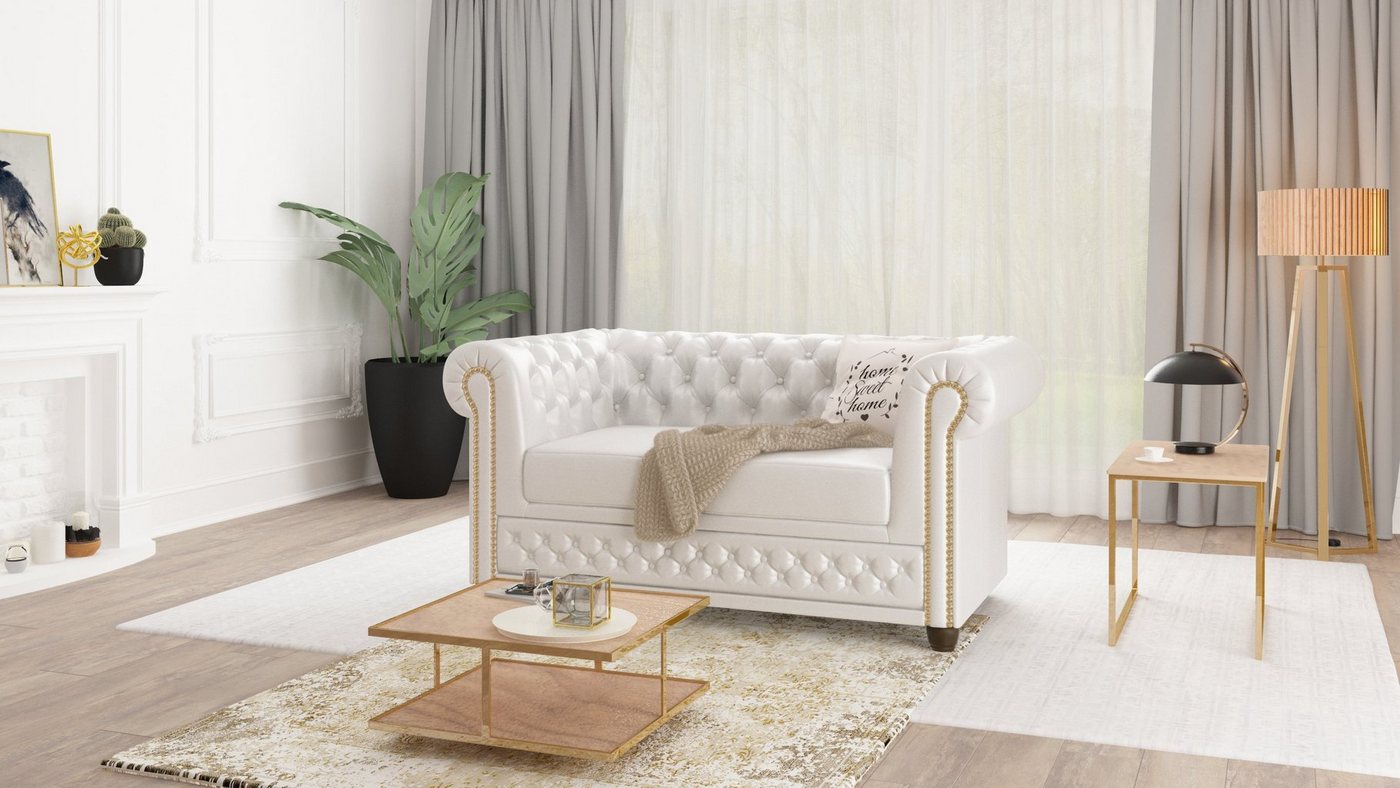 S-Style Möbel 2-Sitzer Jeff Chesterfield Sofa, mit Wellenfederung von S-Style Möbel