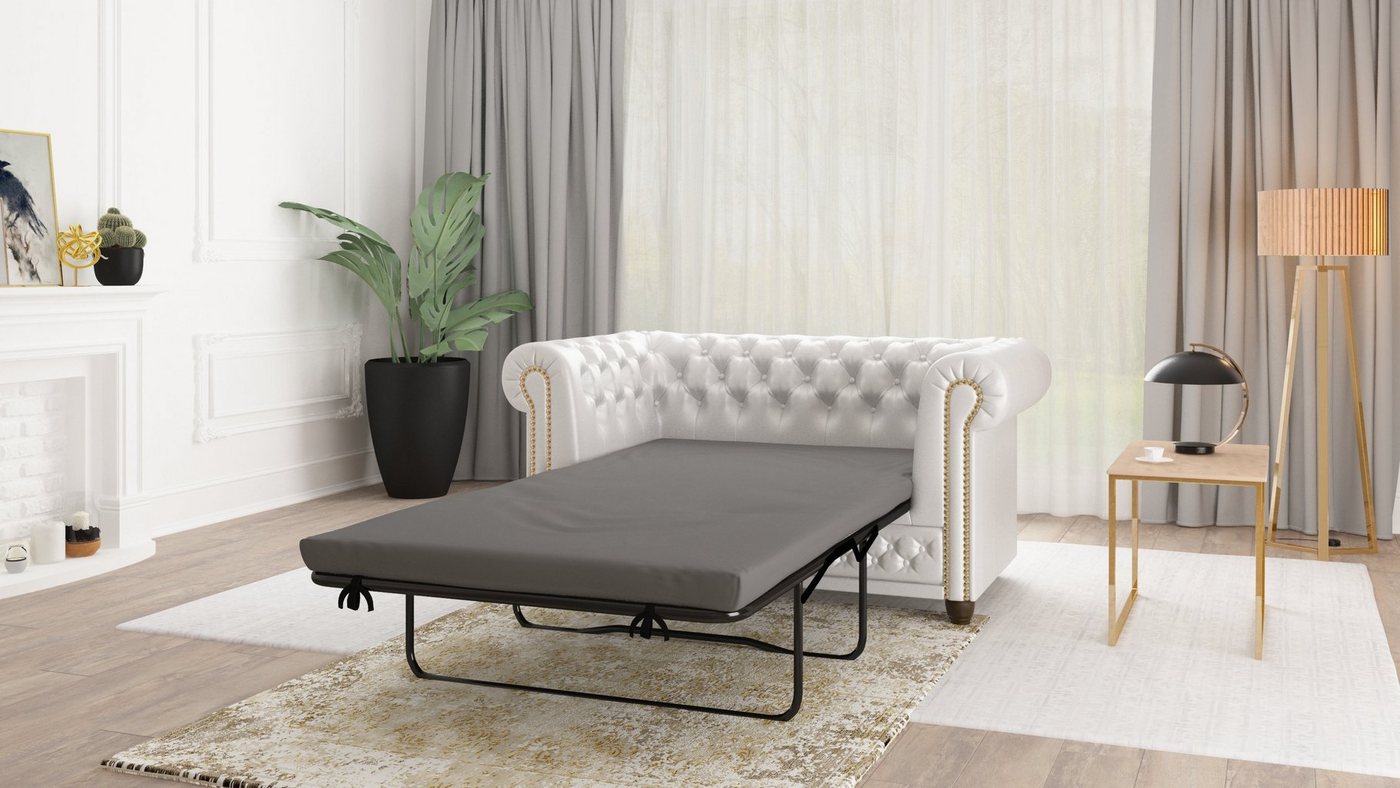 S-Style Möbel 2-Sitzer Jeff Chesterfield Sofa mit Schlaffunktion, mit Bettfunktion, mit Wellenfederung von S-Style Möbel