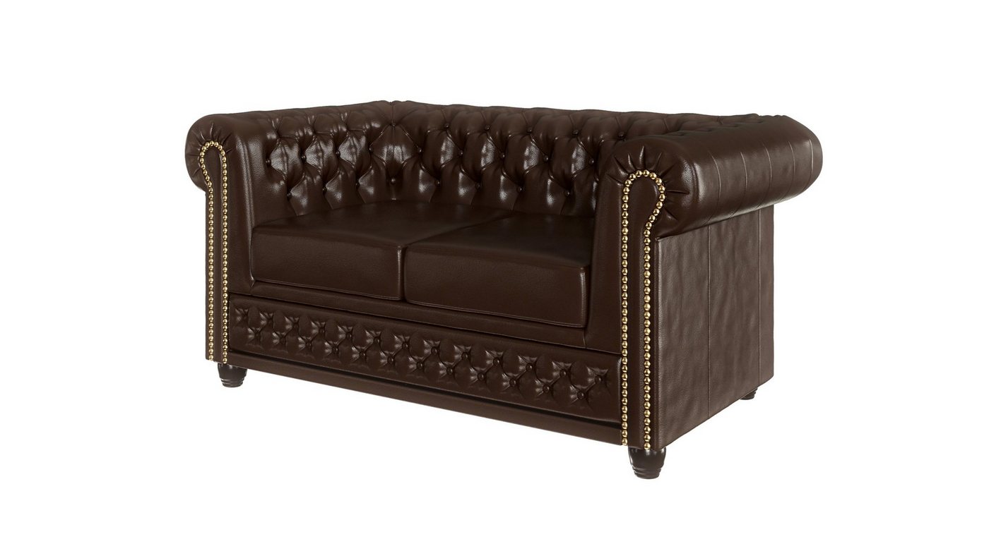 S-Style Möbel 2-Sitzer Jeff Chesterfield Sofa mit Schlaffunktion, mit Bettfunktion, mit Wellenfederung von S-Style Möbel