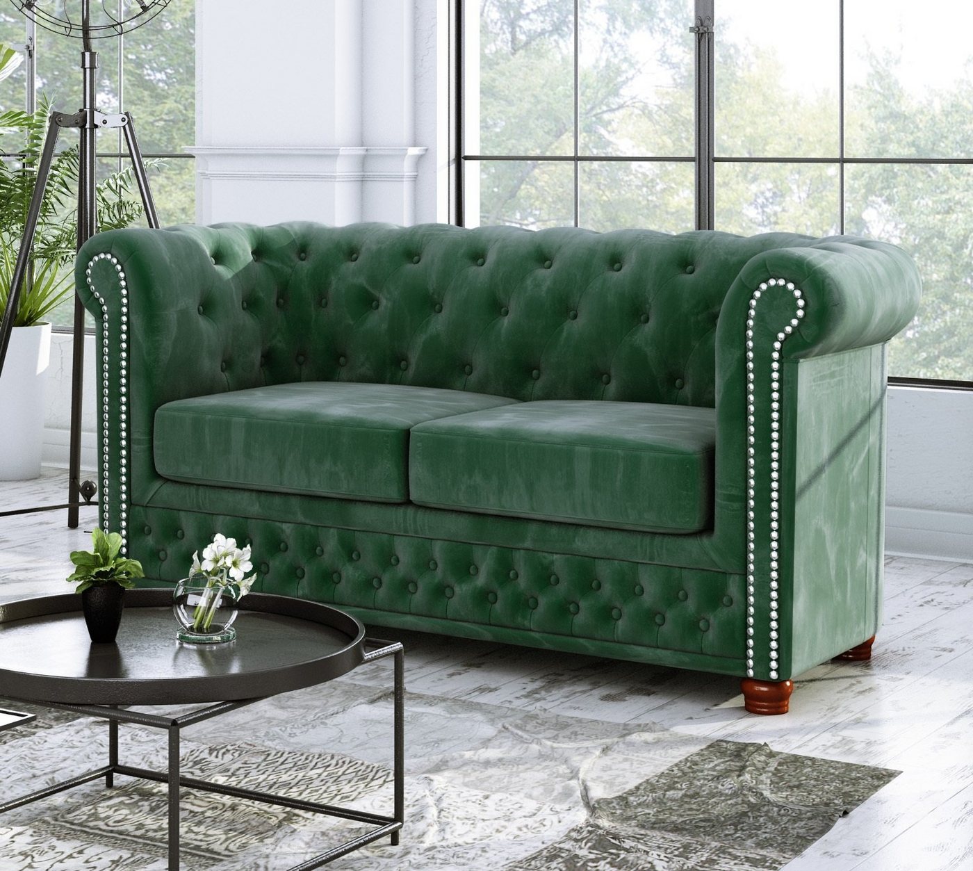 S-Style Möbel 2-Sitzer Leeds Chesterfield Sofa, mit Wellenfederung von S-Style Möbel