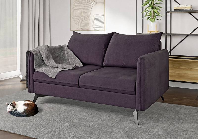 S-Style Möbel 2-Sitzer Sofa Azalea mit Schwarz Metall Füßen aus Luxusmicrofaser, mit Wellenfederung von S-Style Möbel