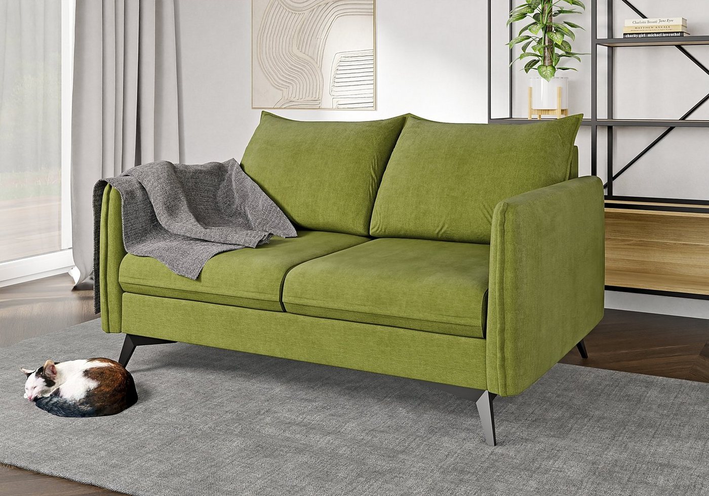 S-Style Möbel 2-Sitzer Modernes Sofa Azalea mit Schwarz Metall Füßen, mit Wellenfederung von S-Style Möbel