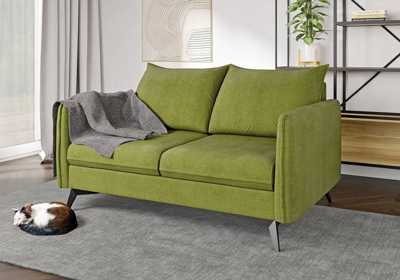 S-Style Möbel 2-Sitzer Sofa Azalea mit Schwarz Metall Füßen aus Luxusmicrofaser, mit Wellenfederung von S-Style Möbel