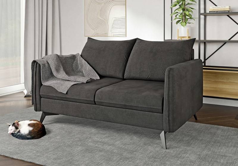 S-Style Möbel 2-Sitzer Sofa Azalea mit Schwarz Metall Füßen aus Luxusmicrofaser, mit Wellenfederung von S-Style Möbel