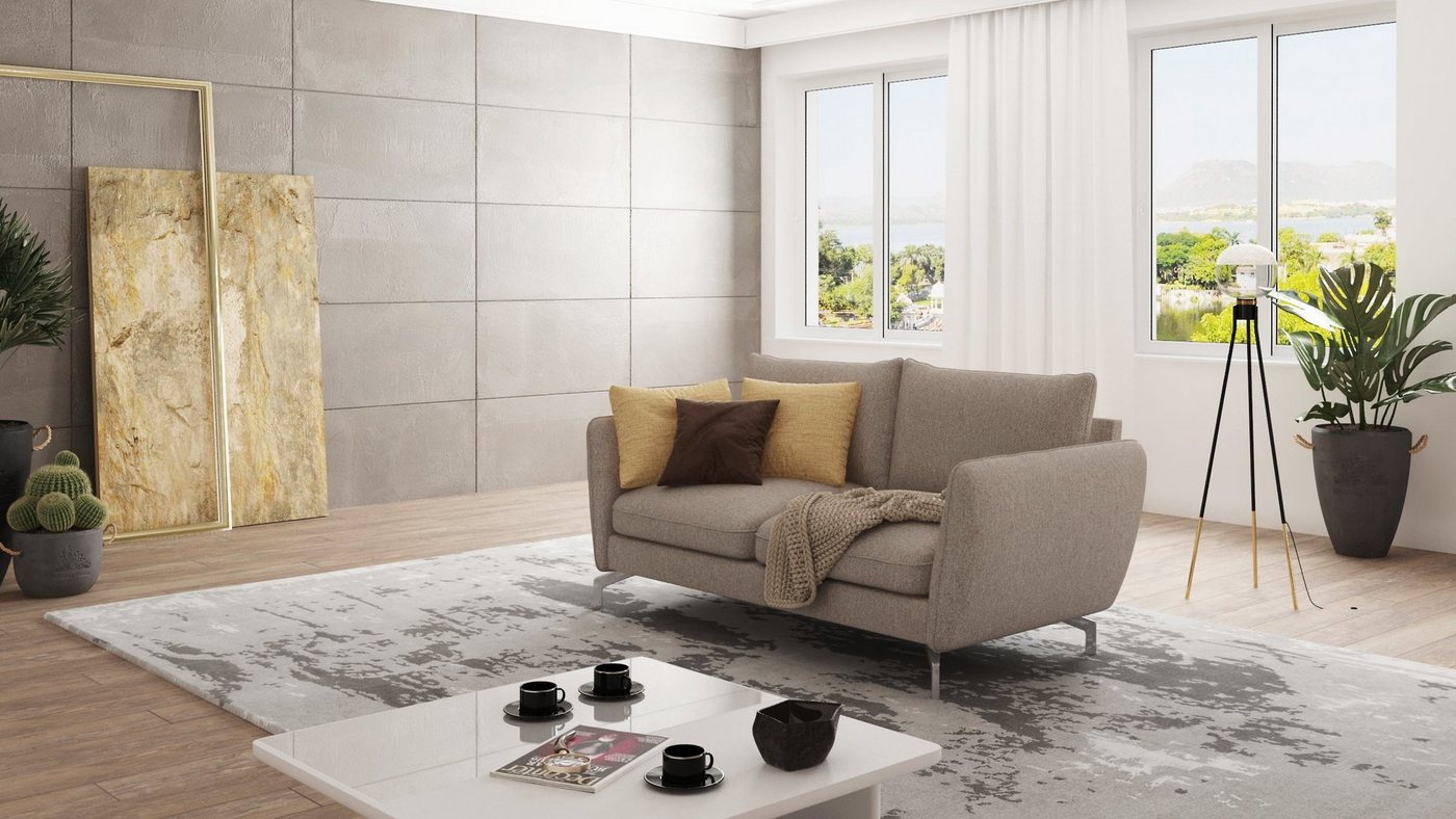 S-Style Möbel 2-Sitzer Sofa Benita mit Silber Metall Füßen, mit Wellenfederung von S-Style Möbel