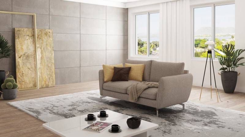 S-Style Möbel 2-Sitzer Sofa Benita mit Silber Metall Füßen, mit Wellenfederung S-Style Möbel 2-Sitzer Sofa Benita mit Silber Metall Füßen, mit Wellenfederung von S-Style Möbel
