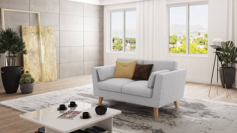 S-Style Möbel 2-Sitzer Sofa Angeles mit Holzfüßen im skandinavischen Stil, mit Wellenfederung von S-Style Möbel