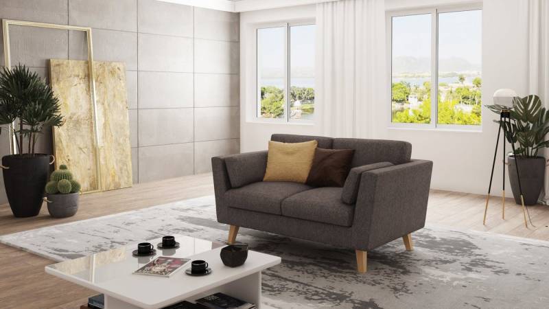 S-Style Möbel 2-Sitzer Sofa Angeles mit Holzfüßen im skandinavischen Stil, mit Wellenfederung von S-Style Möbel