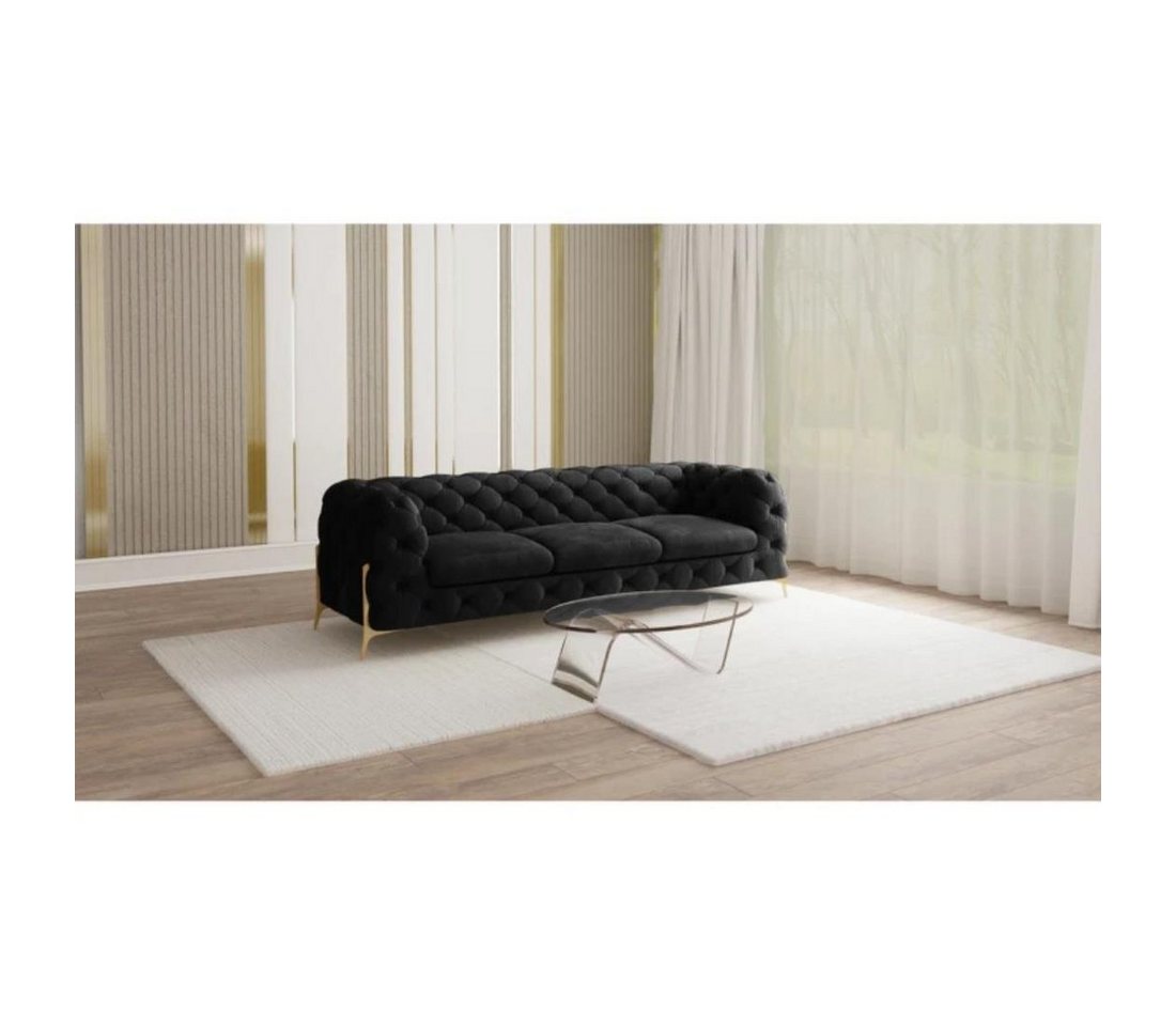 S-Style Möbel Chesterfield-Sofa 3-Sitzer Ashley mit Goldenen Metall Füßen, mit Wellenfederung von S-Style Möbel