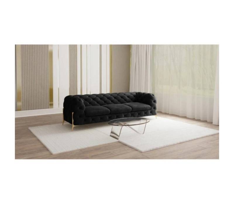 S-Style Möbel Chesterfield-Sofa 3-Sitzer Ashley mit Goldenen Metall Füßen, mit Wellenfederung S-Style Möbel Chesterfield-Sofa 3-Sitzer Ashley mit Goldenen Metall Füßen, mit Wellenfederung von S-Style Möbel