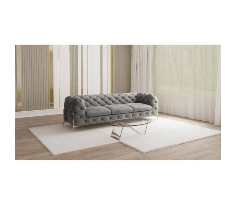 S-Style Möbel Chesterfield-Sofa 3-Sitzer Ashley mit Goldenen Metall Füßen, mit Wellenfederung S-Style Möbel Chesterfield-Sofa 3-Sitzer Ashley mit Goldenen Metall Füßen, mit Wellenfederung von S-Style Möbel