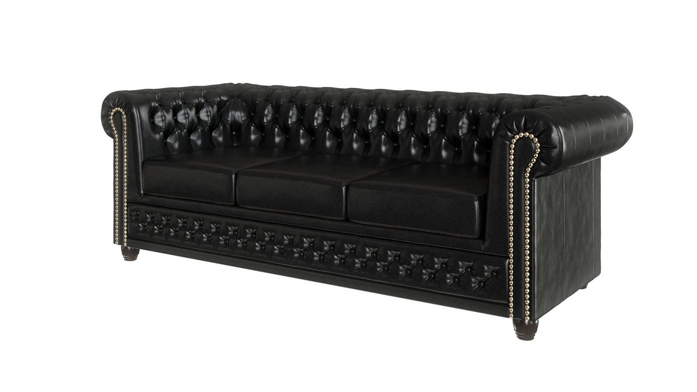 S-Style Möbel 3-Sitzer Jeff Chesterfield Sofa, mit Wellenfederung von S-Style Möbel