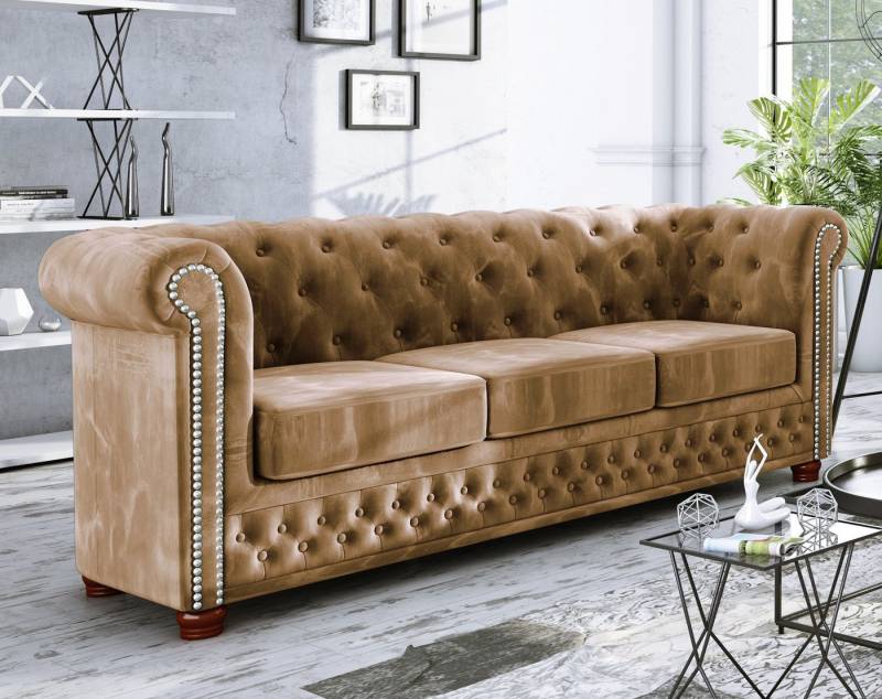 S-Style Möbel 3-Sitzer Leeds Chesterfield Sofa, mit Wellenfederung von S-Style Möbel