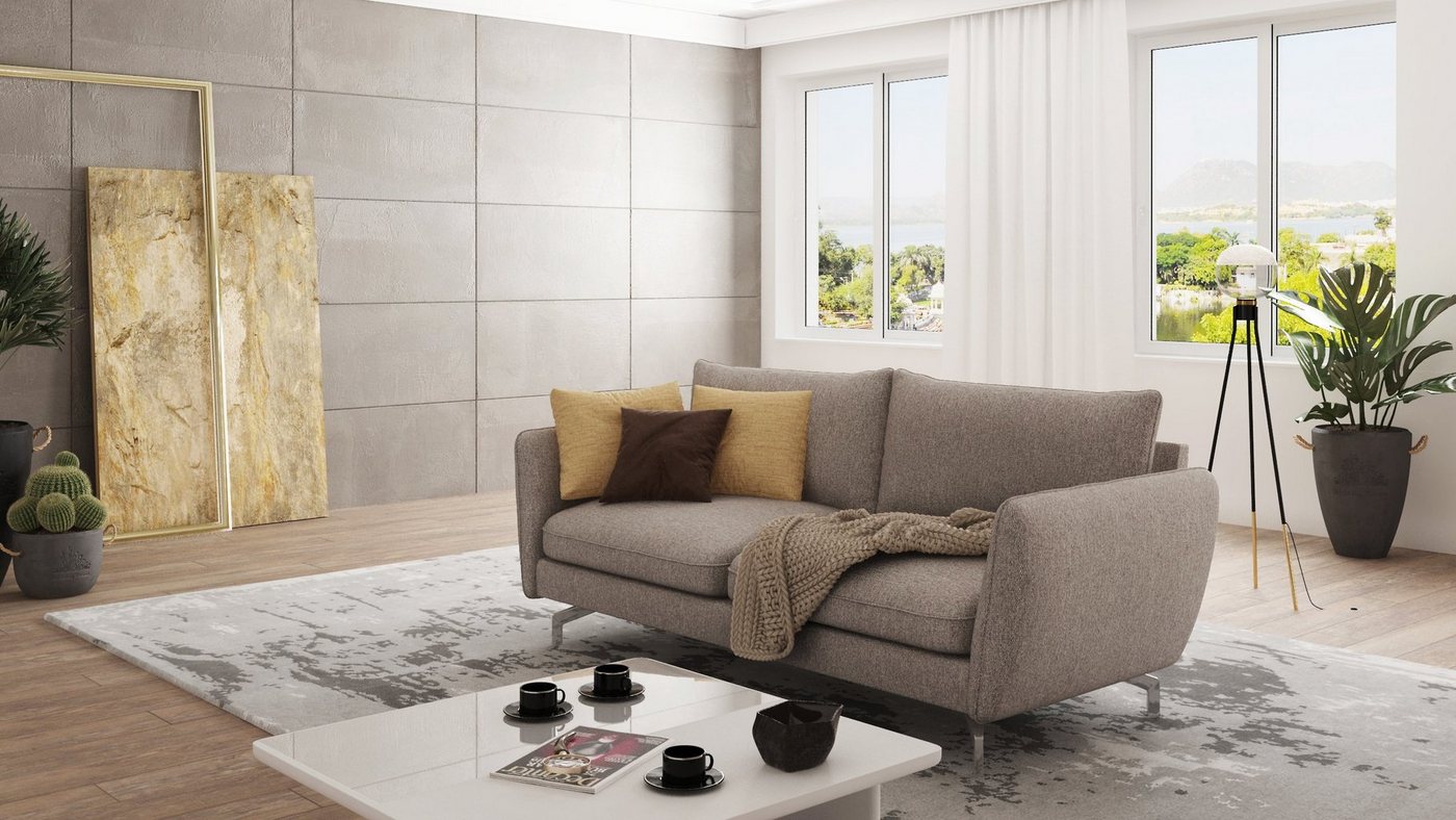 S-Style Möbel 3-Sitzer Modernes Sofa Benita mit Silber Metall Füßen, mit Wellenfederung von S-Style Möbel