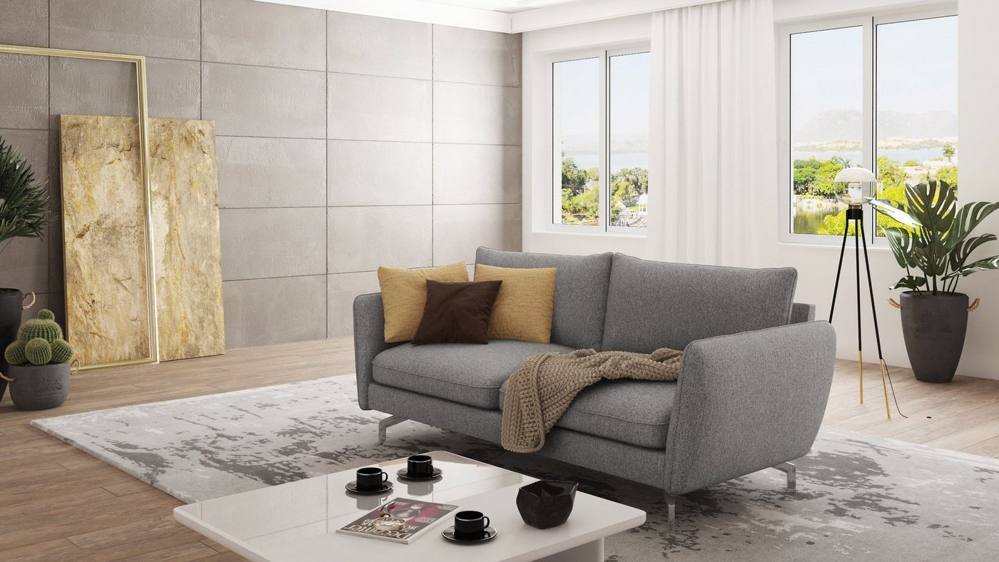 S-Style Möbel 3-Sitzer Modernes Sofa Benita mit Silber Metall Füßen, mit Wellenfederung von S-Style Möbel