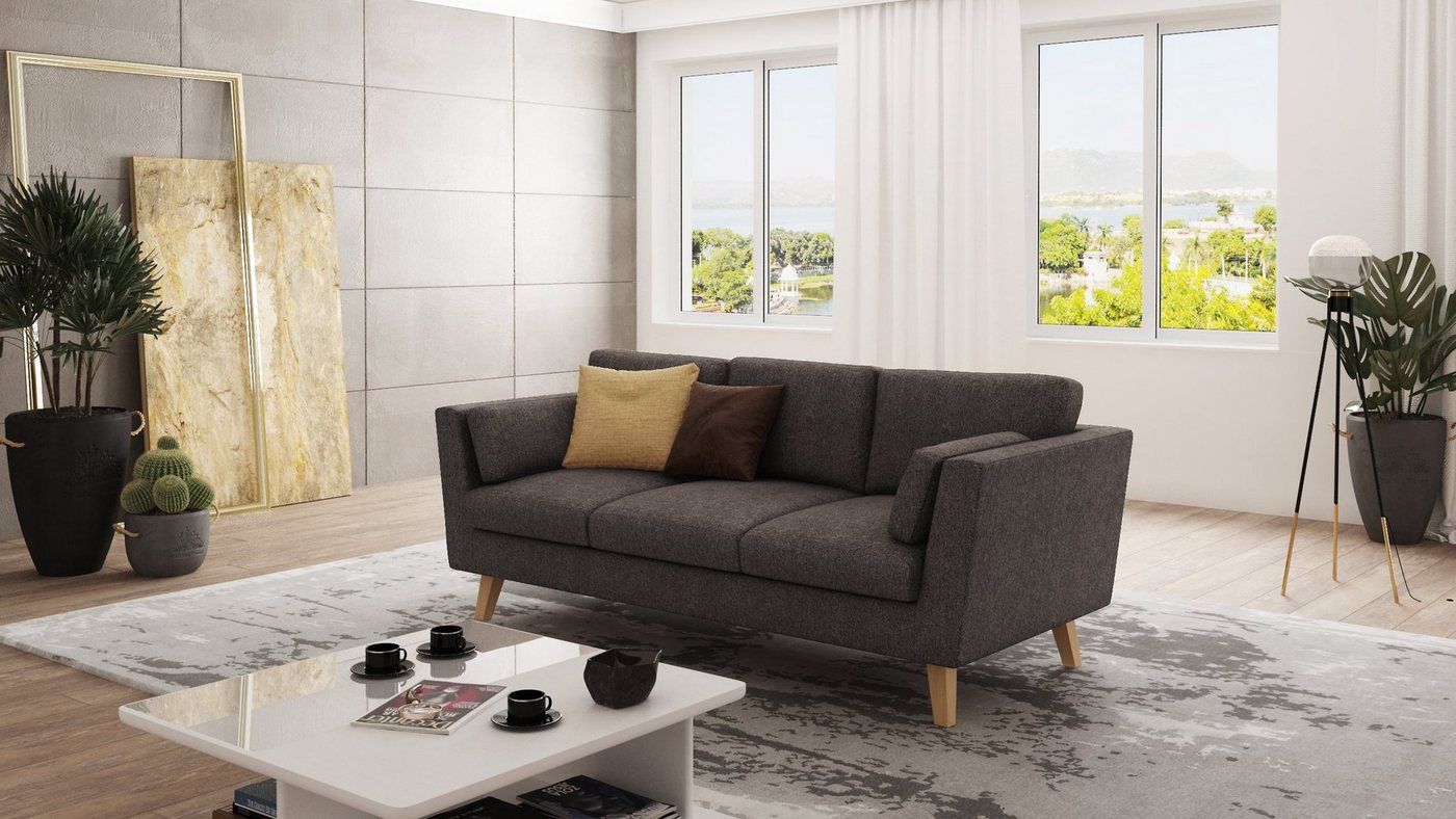 S-Style Möbel 3-Sitzer Sofa Angeles im skandinavischen Design, mit Wellenfederung von S-Style Möbel
