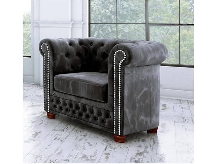 S-Style Möbel Alnem - Chesterfield Sessel aus Samt-Stoff mit Holzfüßen - Schwarz S-Style Möbel Alnem - Chesterfield Sessel aus Samt-Stoff mit Holzfüßen - Schwarz von S-Style Möbel