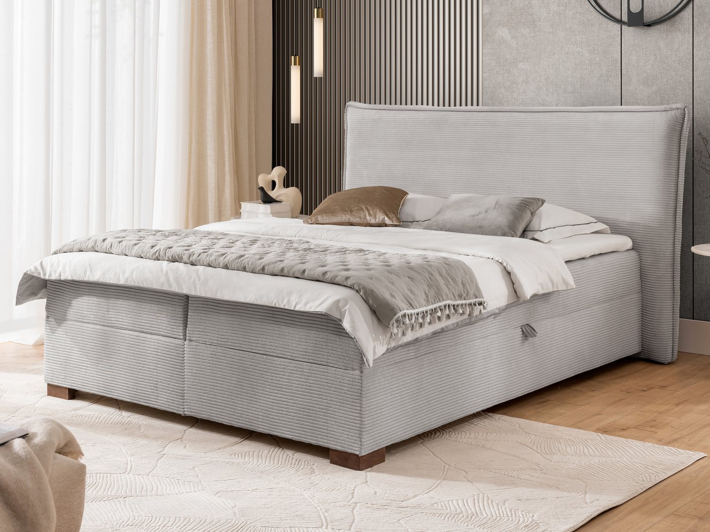 S-Style Möbel Boxspringbett Lovetti mit Topper und Bettkästen aus Cord, Massivholz Füße S-Style Möbel Boxspringbett Lovetti mit Topper und Bettkästen aus Cord, Massivholz Füße von S-Style Möbel