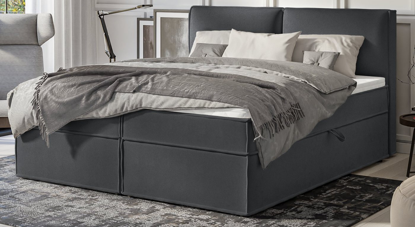 S-Style Möbel Boxspringbett Plaza, mit Topper und zwei Bettkästen von S-Style Möbel