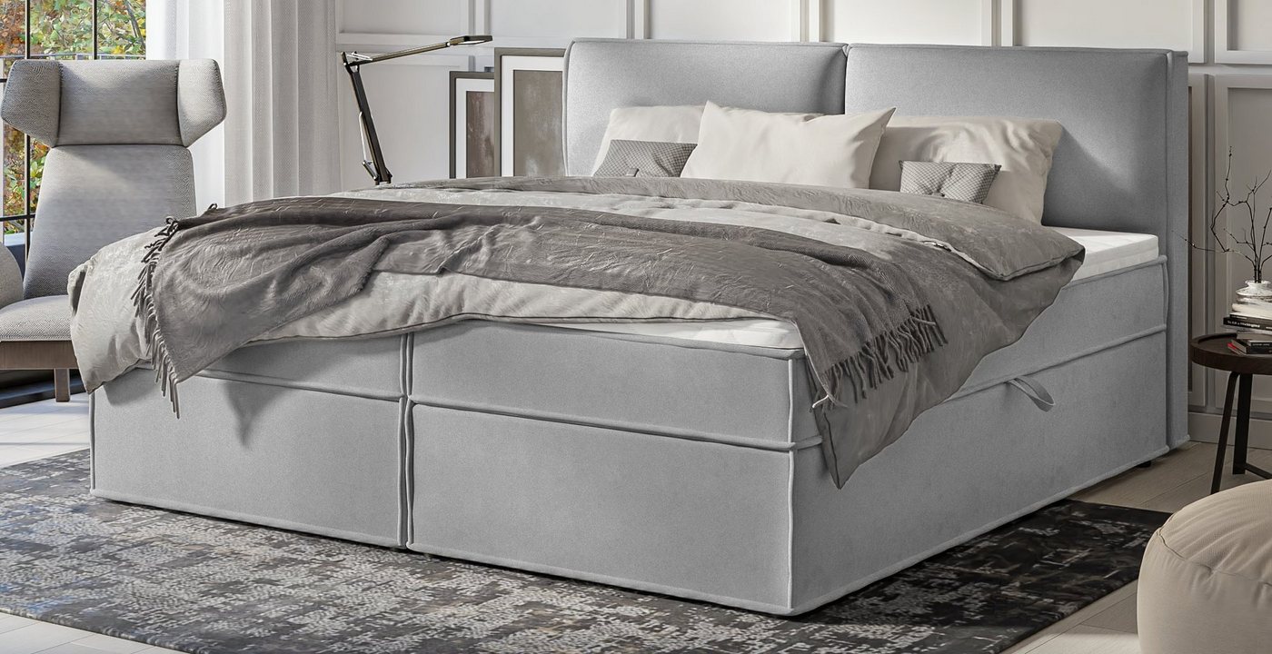 S-Style Möbel Boxspringbett Plaza, mit Topper und zwei Bettkästen von S-Style Möbel