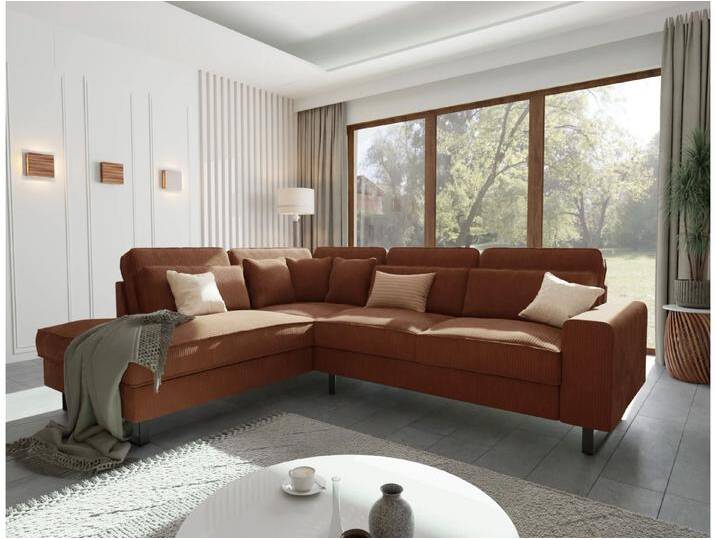 S-Style Möbel Breeze - Ecksofa mit Ottomane und Schwarz Metall Füßen in Cord-Stoff - Terrakotta S-Style Möbel Breeze - Ecksofa mit Ottomane und Schwarz Metall Füßen in Cord-Stoff - Terrakotta von S-Style Möbel