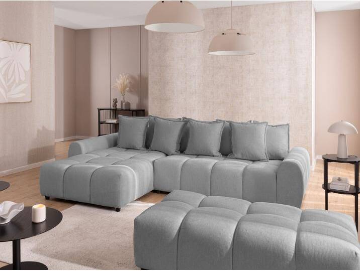 S-Style Möbel Bubble - Ecksofa mit Schlaffunktion und Hocker mit losen Rückenkissen und Sitzfläche in Bubble-Optik aus weichem Strukturstoff mit schöner Sitzkomfort - Grau S-Style Möbel Bubble - Ecksofa mit Schlaffunktion und Hocker mit losen Rückenkissen und Sitzfläche in Bubble-Optik aus weichem Strukturstoff mit schöner Sitzkomfort - Grau von S-Style Möbel