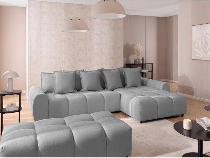 S-Style Möbel Bubble - Ecksofa mit Schlaffunktion und Hocker mit losen Rückenkissen und Sitzfläche in Bubble-Optik aus weichem Strukturstoff mit schöner Sitzkomfort - Grau S-Style Möbel Bubble - Ecksofa mit Schlaffunktion und Hocker mit losen Rückenkissen und Sitzfläche in Bubble-Optik aus weichem Strukturstoff mit schöner Sitzkomfort - Grau von S-Style Möbel