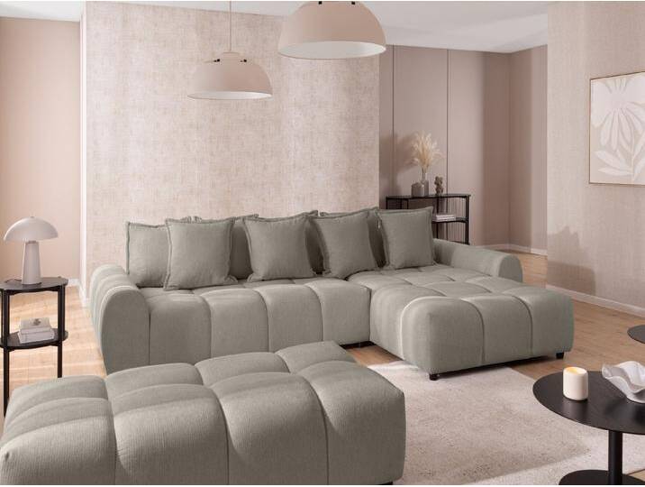 S-Style Möbel Bubble - Ecksofa mit Schlaffunktion und Hocker mit losen Rückenkissen und Sitzfläche in Bubble-Optik aus weichem Strukturstoff mit schöner Sitzkomfort - Taupe S-Style Möbel Bubble - Ecksofa mit Schlaffunktion und Hocker mit losen Rückenkissen und Sitzfläche in Bubble-Optik aus weichem Strukturstoff mit schöner Sitzkomfort - Taupe von S-Style Möbel