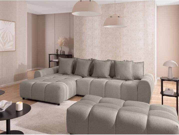 S-Style Möbel Bubble - Ecksofa mit Schlaffunktion und Hocker mit losen Rückenkissen und Sitzfläche in Bubble-Optik aus weichem Strukturstoff mit schöner Sitzkomfort - Taupe S-Style Möbel Bubble - Ecksofa mit Schlaffunktion und Hocker mit losen Rückenkissen und Sitzfläche in Bubble-Optik aus weichem Strukturstoff mit schöner Sitzkomfort - Taupe von S-Style Möbel