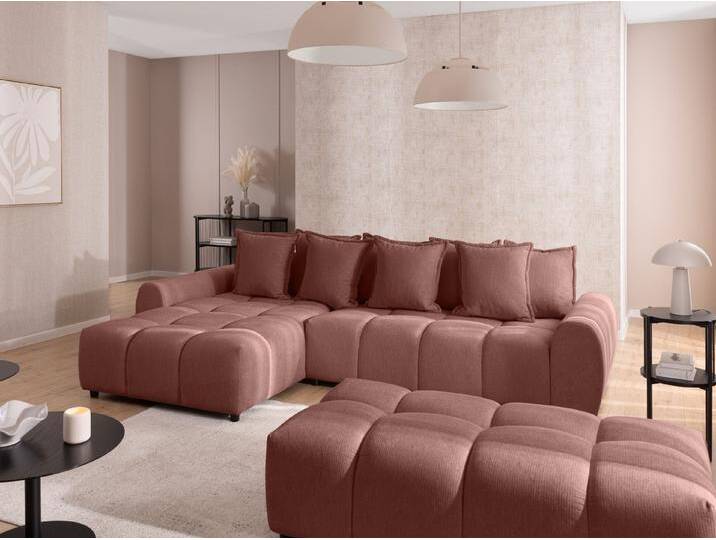 S-Style Möbel Bubble - Ecksofa mit Schlaffunktion und Hocker mit losen Rückenkissen und Sitzfläche in Bubble-Optik aus weichem Strukturstoff mit schöner Sitzkomfort - Terrakotta S-Style Möbel Bubble - Ecksofa mit Schlaffunktion und Hocker mit losen Rückenkissen und Sitzfläche in Bubble-Optik aus weichem Strukturstoff mit schöner Sitzkomfort - Terrakotta von S-Style Möbel