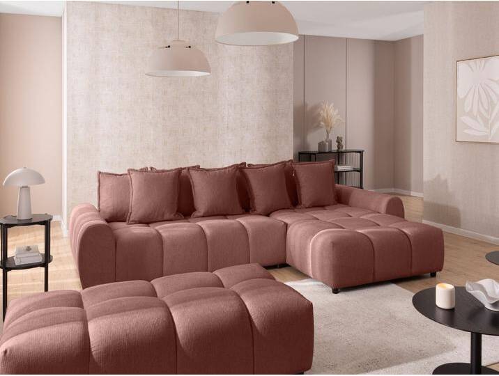 S-Style Möbel Bubble - Ecksofa mit Schlaffunktion und Hocker mit losen Rückenkissen und Sitzfläche in Bubble-Optik aus weichem Strukturstoff mit schöner Sitzkomfort - Terrakotta S-Style Möbel Bubble - Ecksofa mit Schlaffunktion und Hocker mit losen Rückenkissen und Sitzfläche in Bubble-Optik aus weichem Strukturstoff mit schöner Sitzkomfort - Terrakotta von S-Style Möbel
