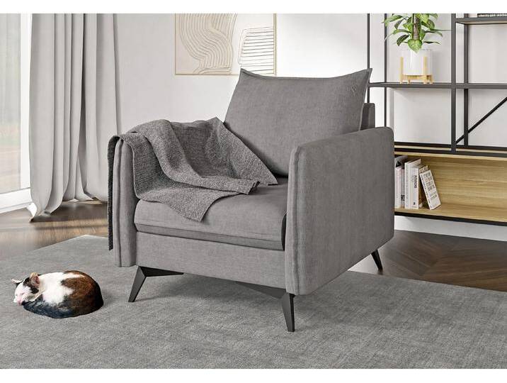 S-Style Möbel Calais - Moderner Sessel mit Schwarz Metall Füßen aus Luxusmikrofaser - Grau S-Style Möbel Calais - Moderner Sessel mit Schwarz Metall Füßen aus Luxusmikrofaser - Grau von S-Style Möbel