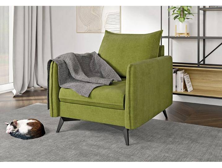 S-Style Möbel Calais - Moderner Sessel mit Schwarz Metall Füßen aus Luxusmikrofaser - Grün S-Style Möbel Calais - Moderner Sessel mit Schwarz Metall Füßen aus Luxusmikrofaser - Grün von S-Style Möbel